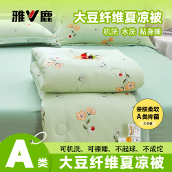雅鹿 V/雅鹿A类大豆夏凉被空调被印花夏被可机洗单人宿舍薄款被芯抑菌