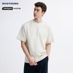 NVG·YOUNG NAVIGARE小帆船夏季字母T恤男短纯棉t恤