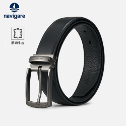 navigare 【送人礼盒】Navigare意大利小帆船男真皮针扣皮带牛皮腰带