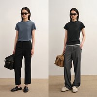 LESS 秋简约休闲桑蚕丝混纺休闲修身圆领短袖T恤女2P8114590