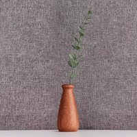 木易 乌檀木质手作花器插花瓶实木花插桌面装饰复古手工简约干花瓶摆件 花瓶沙比利木A款