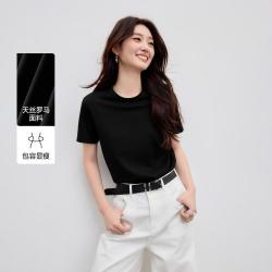 秋水伊人 简约百搭休闲风T恤圆领韩系时尚经典上衣
