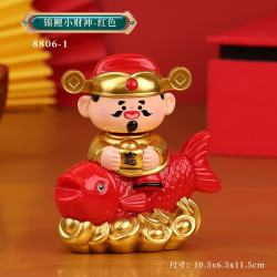 1 新款太阳能小锦鲤自动点头车载办公室玄关收银台招财摆件乔迁礼品 红色锦鲤【鱼红色】