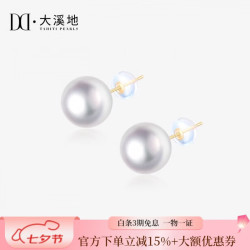 TAHITI PEARLS 18K金淡水珍珠耳钉 8-9mm强光白色珍珠耳饰七夕情人节礼物