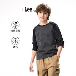 Lee 春秋撞色男童长袖t恤中大童女童上衣洋气初中生儿童衣服校园宽松