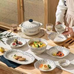CERAMICS 欢乐鱼日式陶瓷碗碟套装 28件套