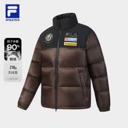 FILA 官方男士羽绒服2025冬季新款滑雪运动撞色立领保暖外套