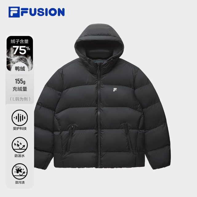 FILA FUSION 斐乐舒芙蕾羽绒服FILA潮牌短款面包服女26冬季新款保暖韩系外套男