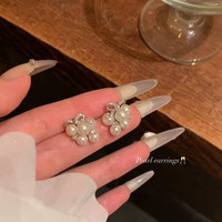 半日逅屿 法式气质蝴蝶结珍珠耳环女小众设计时尚气质轻奢高级感精致耳饰品 蝴蝶结珍珠耳环