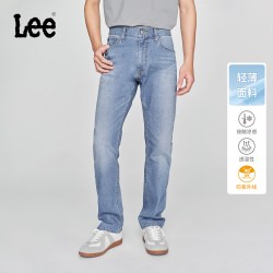 Lee 男款夏季牛仔裤浅蓝色薄款宽松裤子