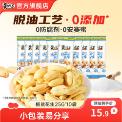 黄飞红 麻辣花生米坚果炒货下酒菜椒盐五香花生休闲零食小吃网红食品山东 椒盐花生25g*10袋