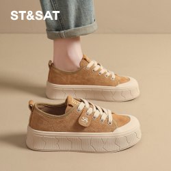 星期六 ST&SAT 【真皮厚底】板鞋 复古帆布鞋 增高防滑