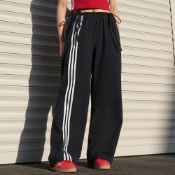adidas 时尚潮流休闲缎带运动裤女装春季新款adidas阿迪达斯三叶草官方