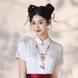 诺婉寻 2026新款红色短款马面裙套装女夏季新中式国风小个子汉服半身裙