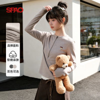 SPAO 【小熊刺绣】半拉链长袖T恤 修身打底衫