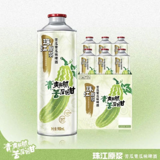 淘金币33.73元：珠江啤酒 原浆苦瓜青瓜味 增味啤酒 980mL*6罐
