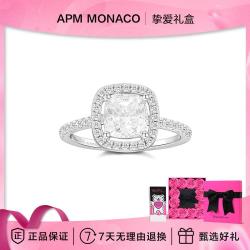 APM Monaco 方形密镶锆石简约925银时尚银戒指七夕礼物送女友