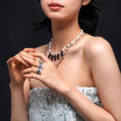APM Monaco 蓝色双指戒指七夕礼物送女友A22055KB