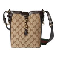 GUCCI 帆布皮革包边水桶包 女士单肩包