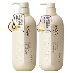 浅香 晚樱蓬松洗发500g+百合氨基酸沐浴露500g