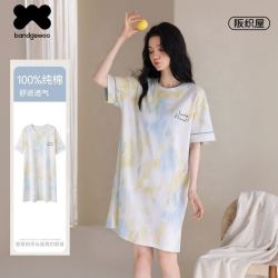 阪织屋 纯棉睡裙女夏季薄款2026新款短袖卡通印花甜美家居服睡裙 多花色可选