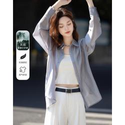 德玛纳 春秋呼吸感莱赛尔翻领衬衫轻薄松弛感衬衣女装上衣