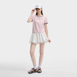 FILA 女装时尚休闲运动T恤女士简约修身微弹针织短袖衫
