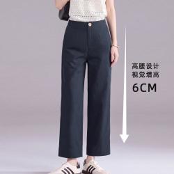 德玛纳 26夏季新款宽松阔腿高腰舒适直筒小个子九分休闲裤子
