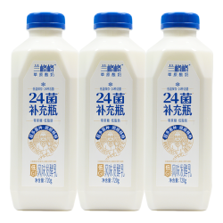 兰格格 草原酸奶 24菌补充瓶瓶装720g 0蔗糖低GI低脂肪酸牛奶 24菌720g*3