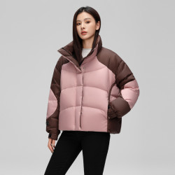 雪中飞 2026秋新款女士短款羽绒服韩式时尚拼接撞色简约保暖舒适