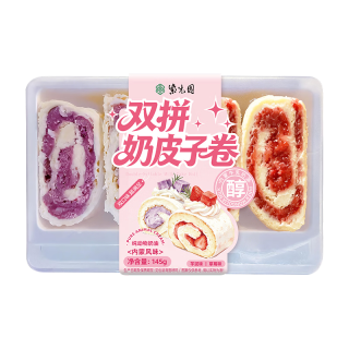 紫光园 草莓芋泥奶皮子卷 145g 冷冻糕点