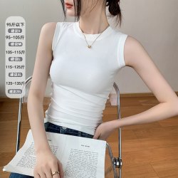 歌倍尚 灰色背心打底衫女2026夏季圆领修身无袖T恤遮副乳西装内搭上衣薄