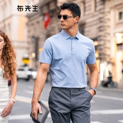 布先生 MrBu布先生商务免烫专利翻领t恤男士 丝光棉凉感短袖