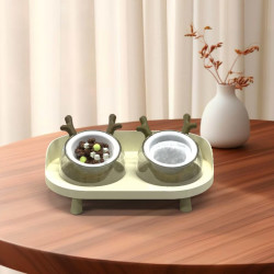 陶瓷双碗猫狗食水碗