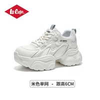 移动端：Lee Cooper 潮流可颂厚底老爹鞋女增高2026秋新款黑色运动休闲鞋子