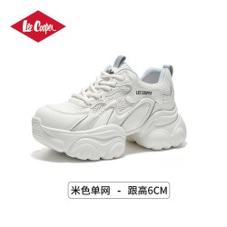Lee Cooper 潮流可颂厚底老爹鞋女增高2026秋新款黑色运动休闲鞋子