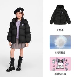 波司登 奥莱童冬款时尚新年抗菌绒保暖连帽羽绒服