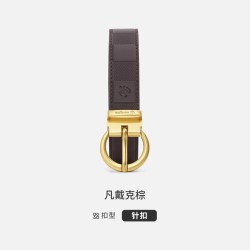 navigare 棕色真皮针扣细腰带