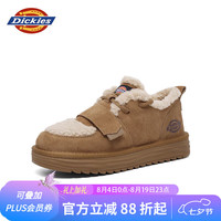 Dickies 女士雪地靴舒适休闲平底鞋加绒加厚棉鞋 黄棕 35