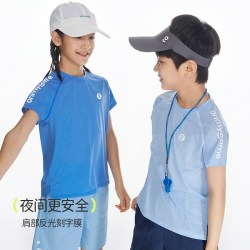 onmygame 儿童t恤夏季高弹力透气男女童短袖运动服上超轻凉感