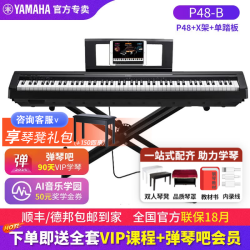 YAMAHA 电钢琴P48智能88键重锤便携P145btb数码钢琴成人儿童初学者考级 P48+便携X架+单踏+教学课程