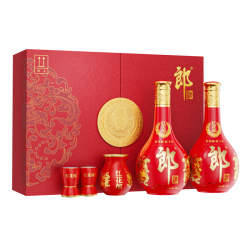 郎酒 郎 红花郎红十五礼盒酱香型白酒53度500ml*2瓶礼盒装（新老包装）