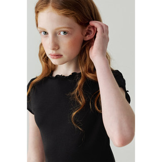 ELLE kids 木耳边莱赛尔女童短袖T恤