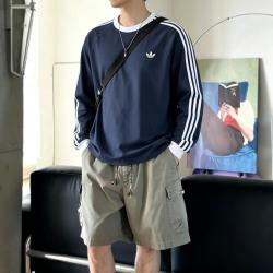 adidas 三叶草 户外T恤打底衫上衣2026秋季新款透气运动服跑步健身长袖T恤