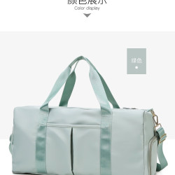 QITA 新款干湿分离运动包女瑜伽包大容量旅行包鞋位简约纯色健身包 绿色