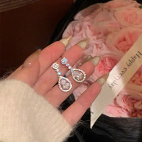 洛梵欣饰 S925银针精致锆石水滴形耳环女轻奢小众白搭感耳环耳饰品 A1637银