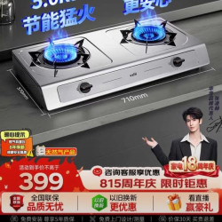 华帝 官方不锈钢台式燃气灶5.0kW猛火熄火保护煤气灶双灶台灶具i10013T