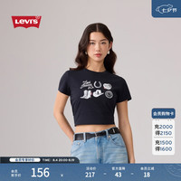 Levi's 26年秋季新款女士美式复古印花针织休闲短袖T恤 黑色 XS