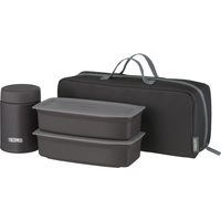 THERMOS 膳魔师 JEH-1000 BKGY 真空保温汤午餐套装 1.0升 黑灰色 含专用袋 可水洗袋 微波炉适用 午餐盒