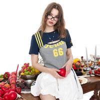 妖精的口袋 26夏季新款运动休闲假两件上衣露肤收腰短袖T恤女